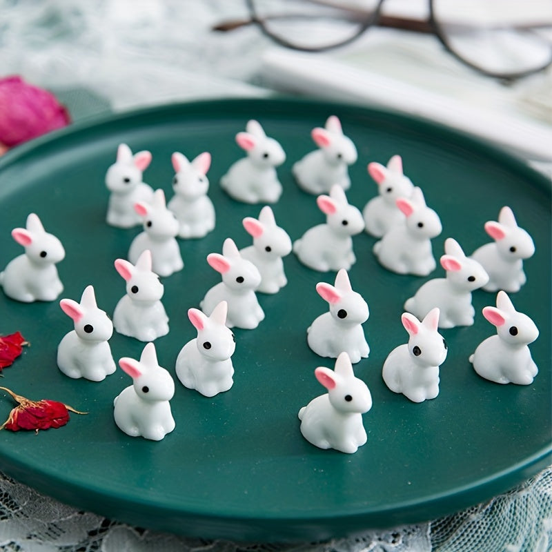 10Pcs Miniature Easter Rabbit Figurine Resin Bunny Decor