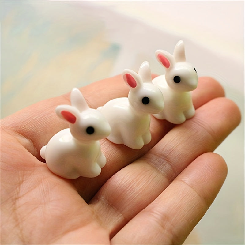 10Pcs Miniature Easter Rabbit Figurine Resin Bunny Decor