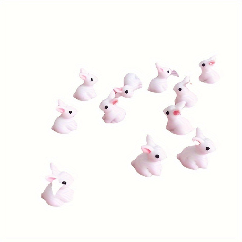 10Pcs Miniature Easter Rabbit Figurine Resin Bunny Decor