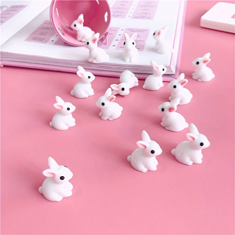 10Pcs Miniature Easter Rabbit Figurine Resin Bunny Decor