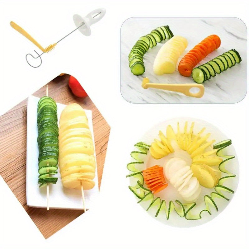 6Pcs Camping Potato Barbecue Skewers Slicer Tool
