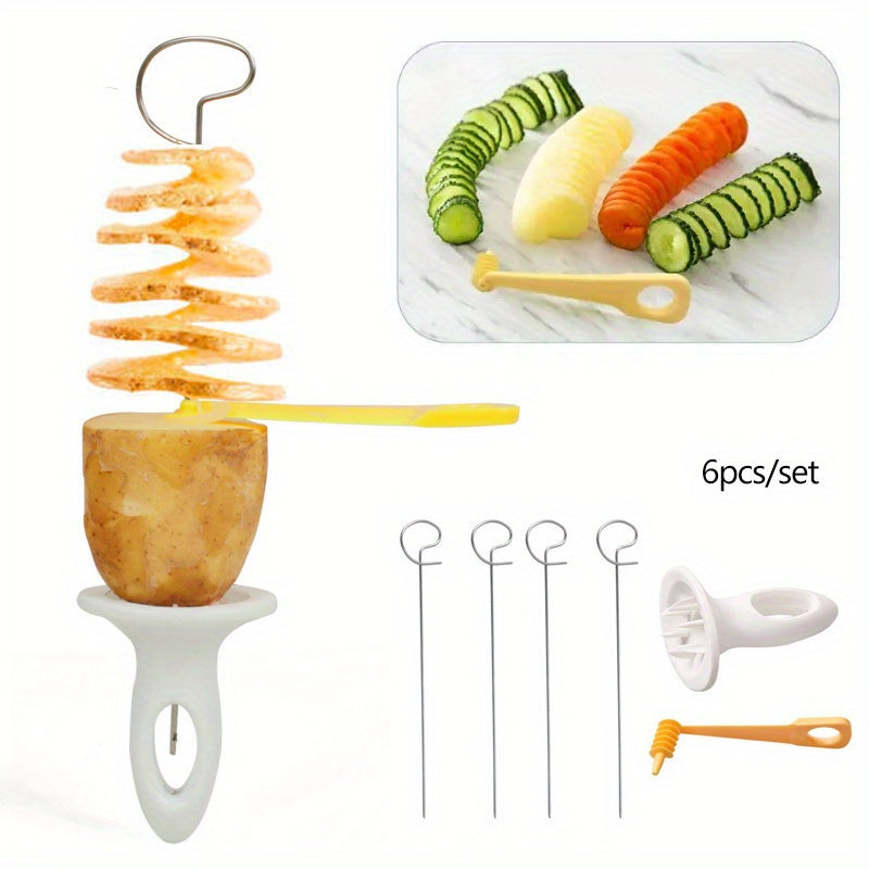 6Pcs Camping Potato Barbecue Skewers Slicer Tool