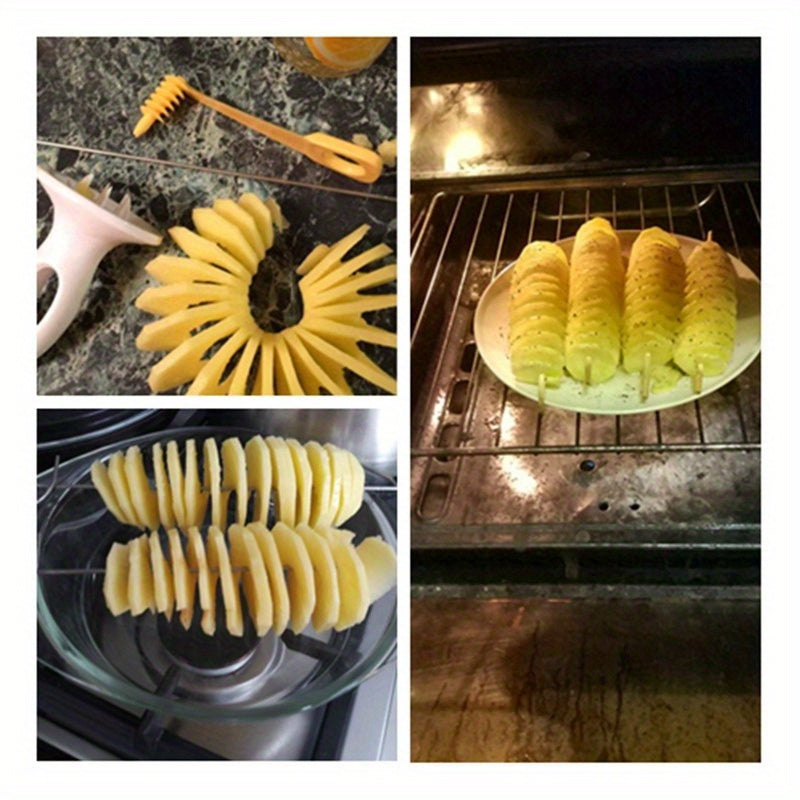 6Pcs Camping Potato Barbecue Skewers Slicer Tool