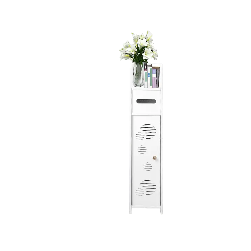 Slim PVC Waterproof Storage Cabinet - Freestanding Organizer in White