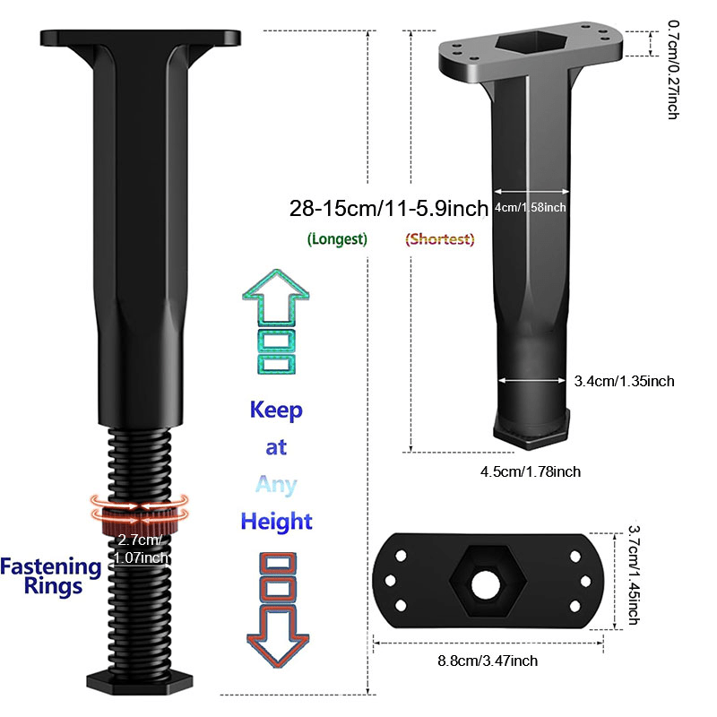 Adjustable Bed Frame Support Legs (4 Pack)