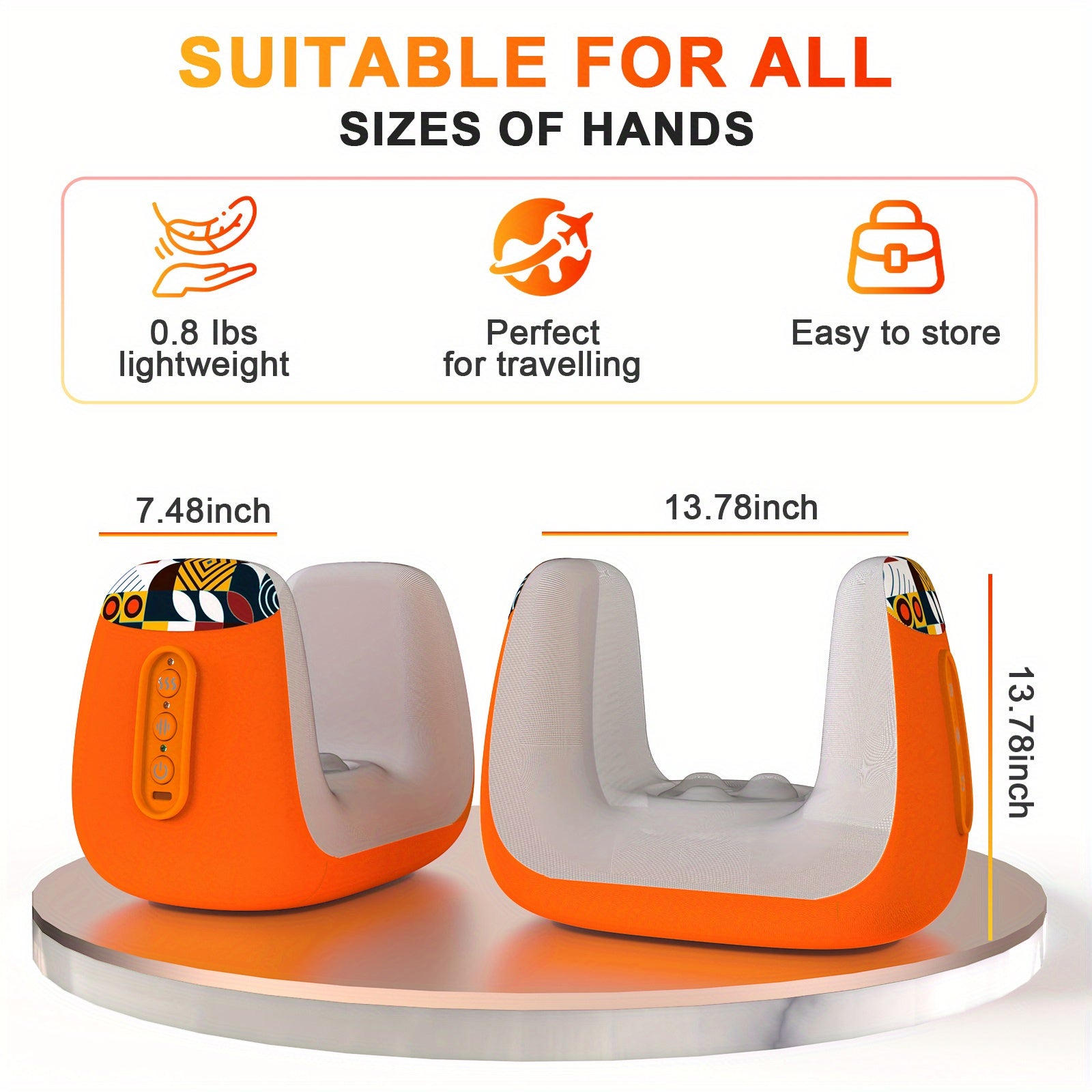Electric Hand Massager With Acupoint Heated Air Compression(Orange)