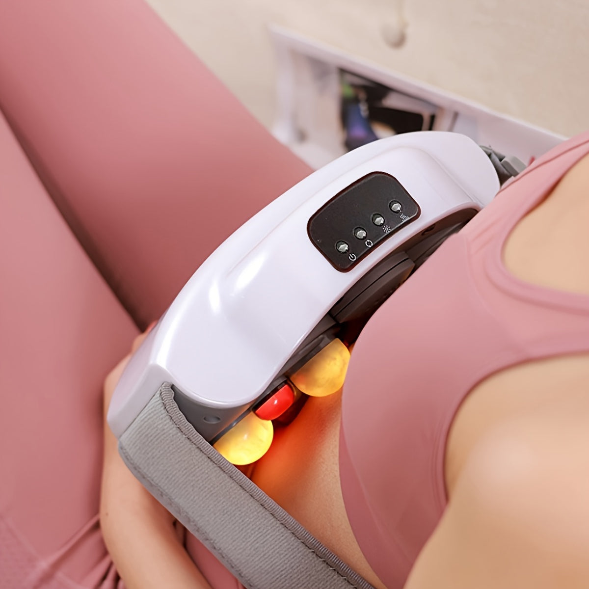Usb-Rechargeable Abdominal Massager With Stone Kneading(White)
