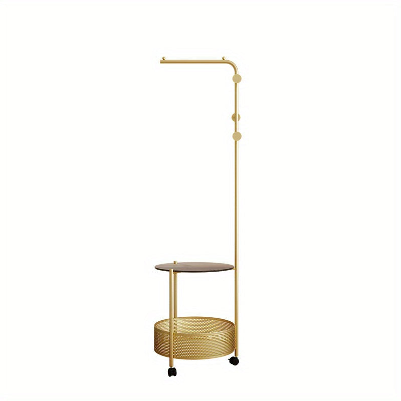 Golden Freestanding Clothing Rack with Shelves
