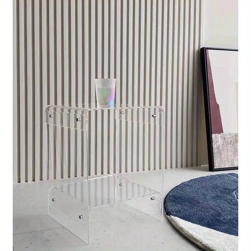 Transparent Acrylic Side Table - Storage Shelf