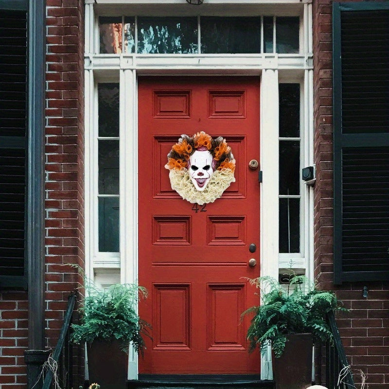 Halloween Joker Mask Wreath Horror Party Decor