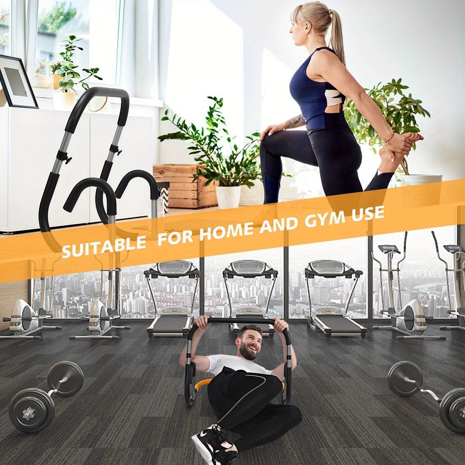 Portable Ab Cruncher Machine - Core Strength Workout Equipment(Black)