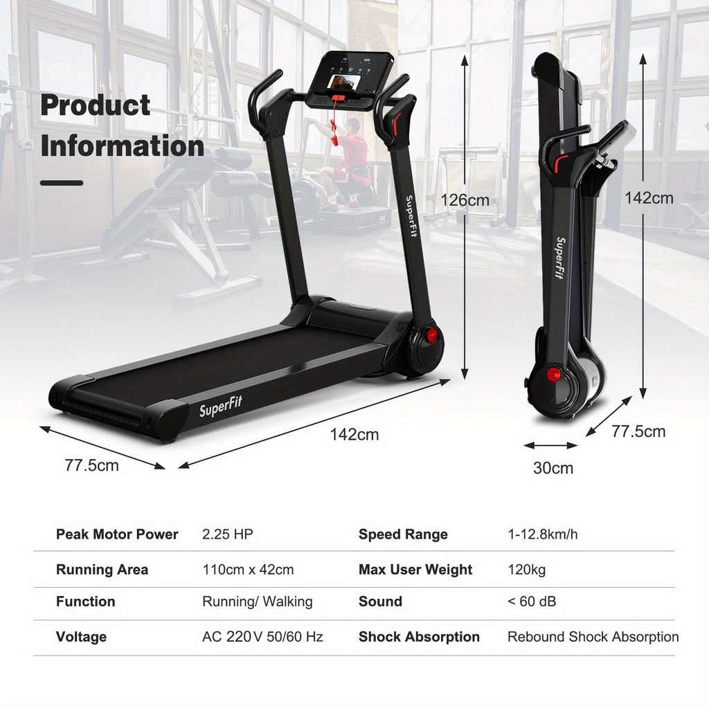 Folding Electric Treadmill 2.25Hp - Black