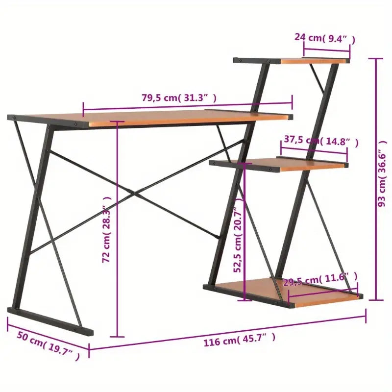 Modern Shelf Desk - Black and Brown