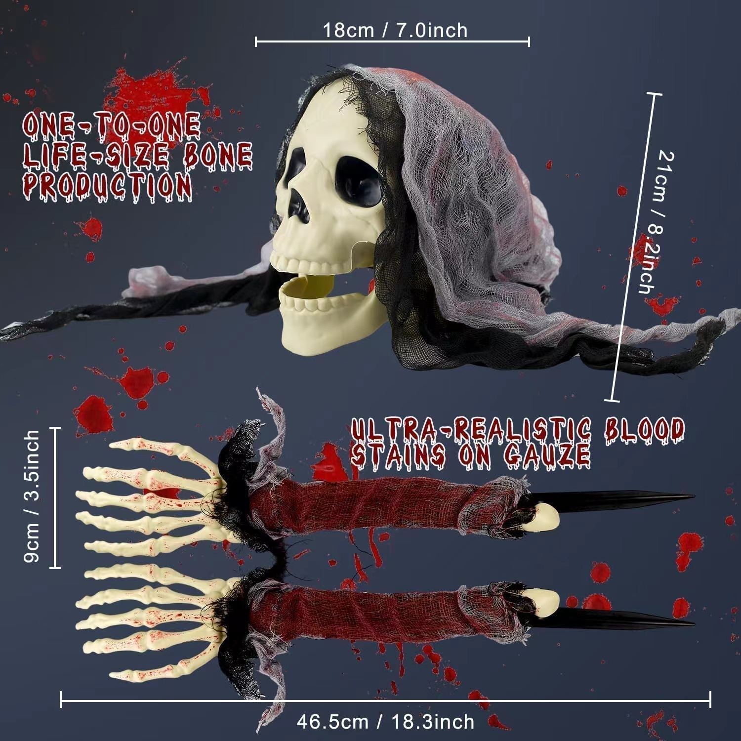Life-Size Skull and Skeleton Arms Halloween Decor