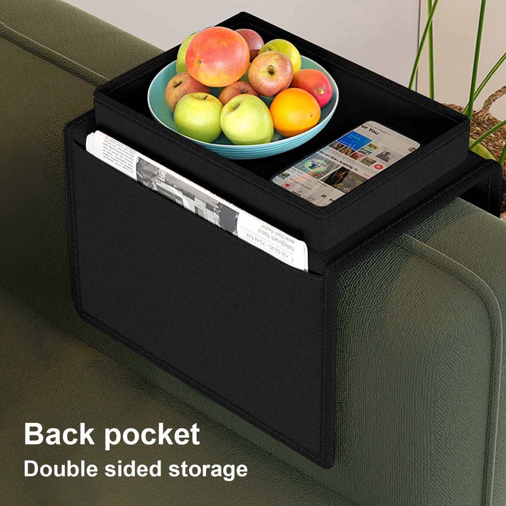 Sofa Armrest Organizer with Tray & Storage Pockets