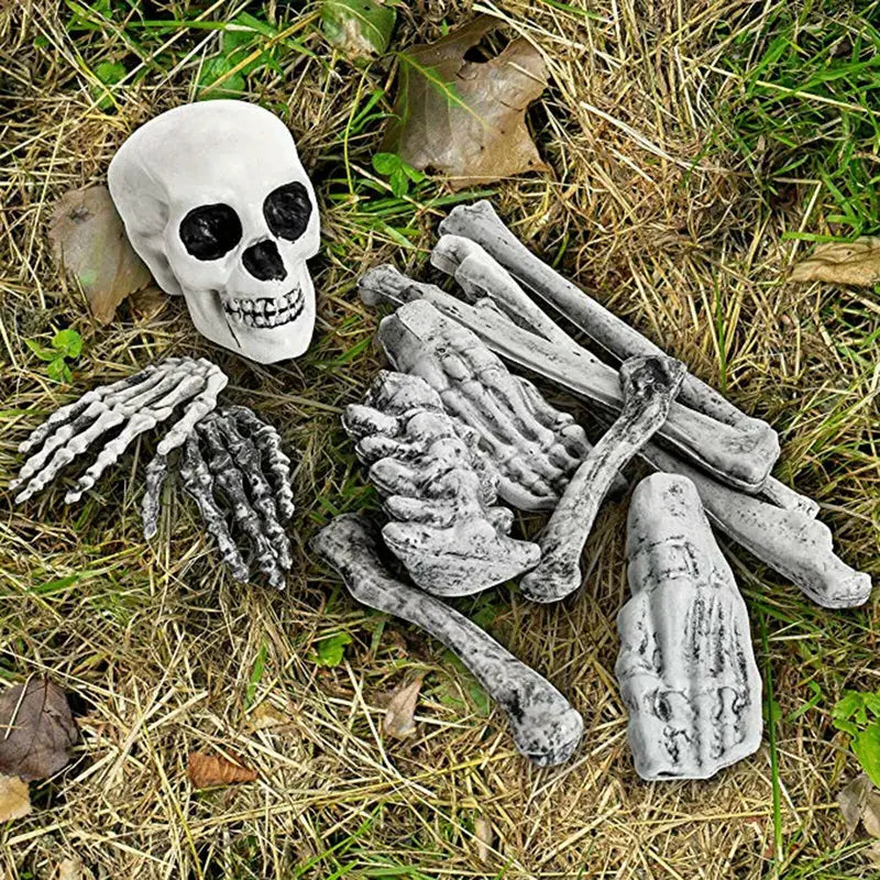 2 Sets Skeleton Body Part Props – 12-Piece Plastic Scatter Bones