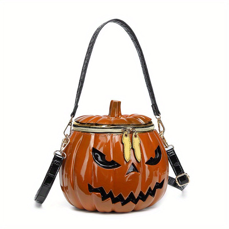 Chic Halloween Pumpkin Crossbody Bag With Dual Straps - Orange
