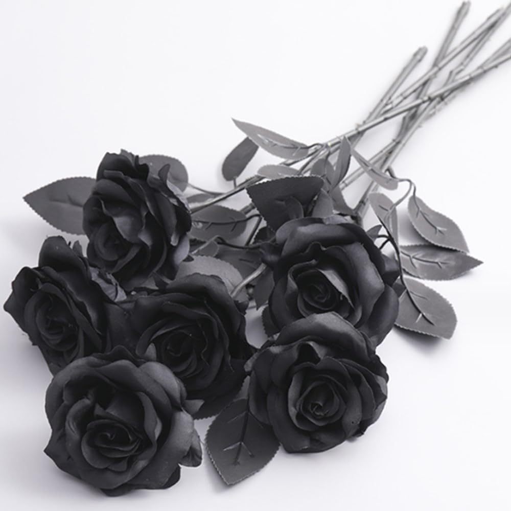 20Pcs Black Roses Artificial Flowers