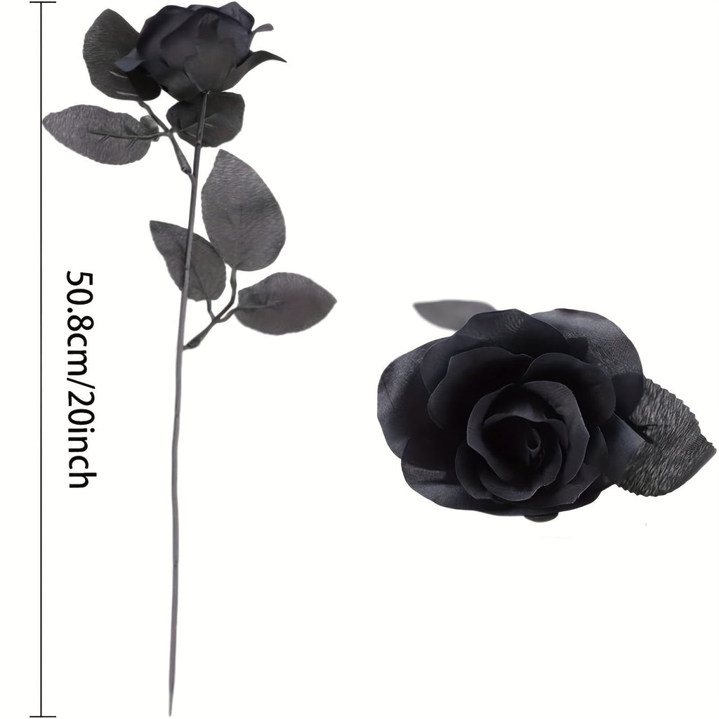 20Pcs Black Roses Artificial Flowers