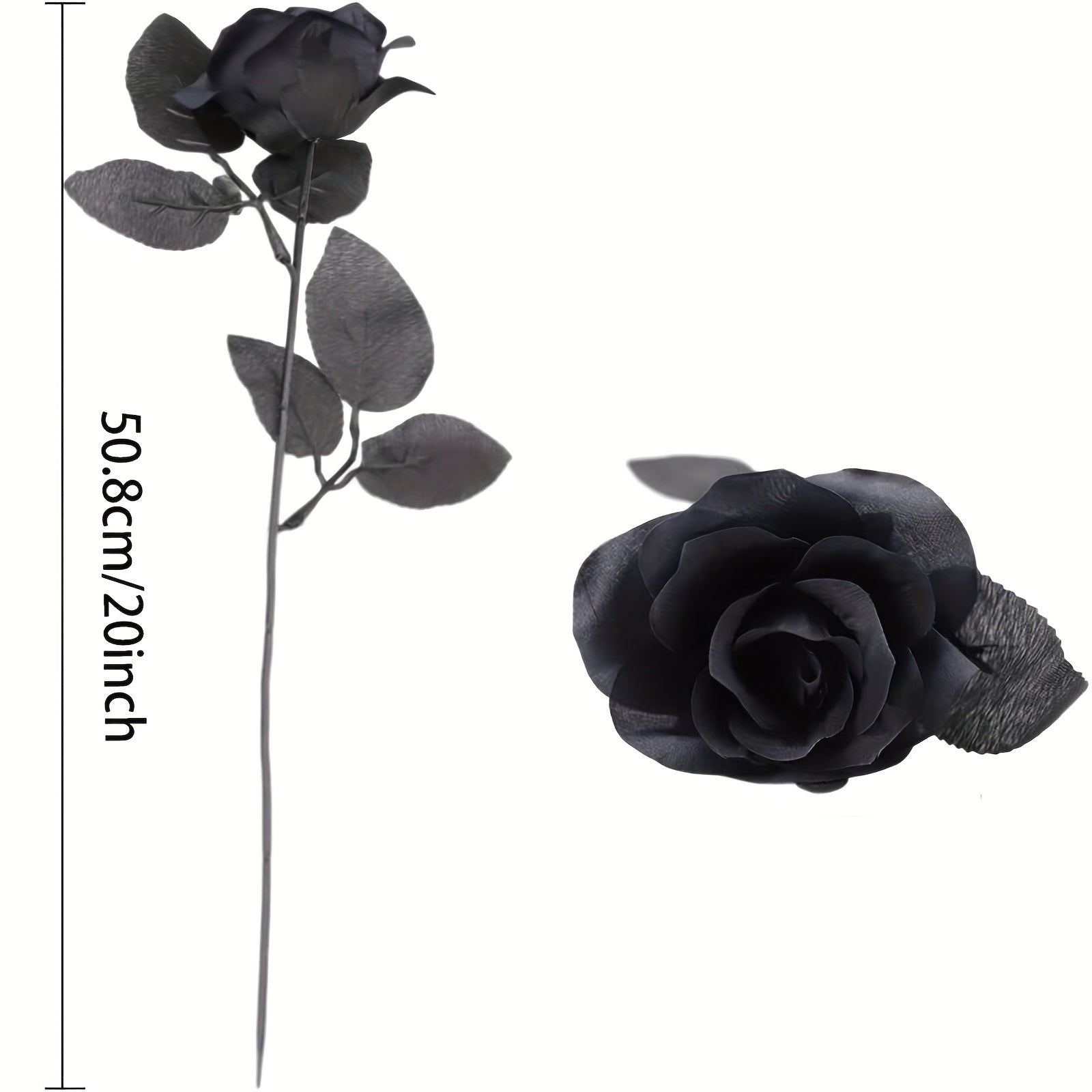 20Pcs Black Roses Artificial Flowers