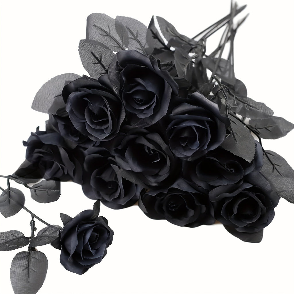 20Pcs Black Roses Artificial Flowers