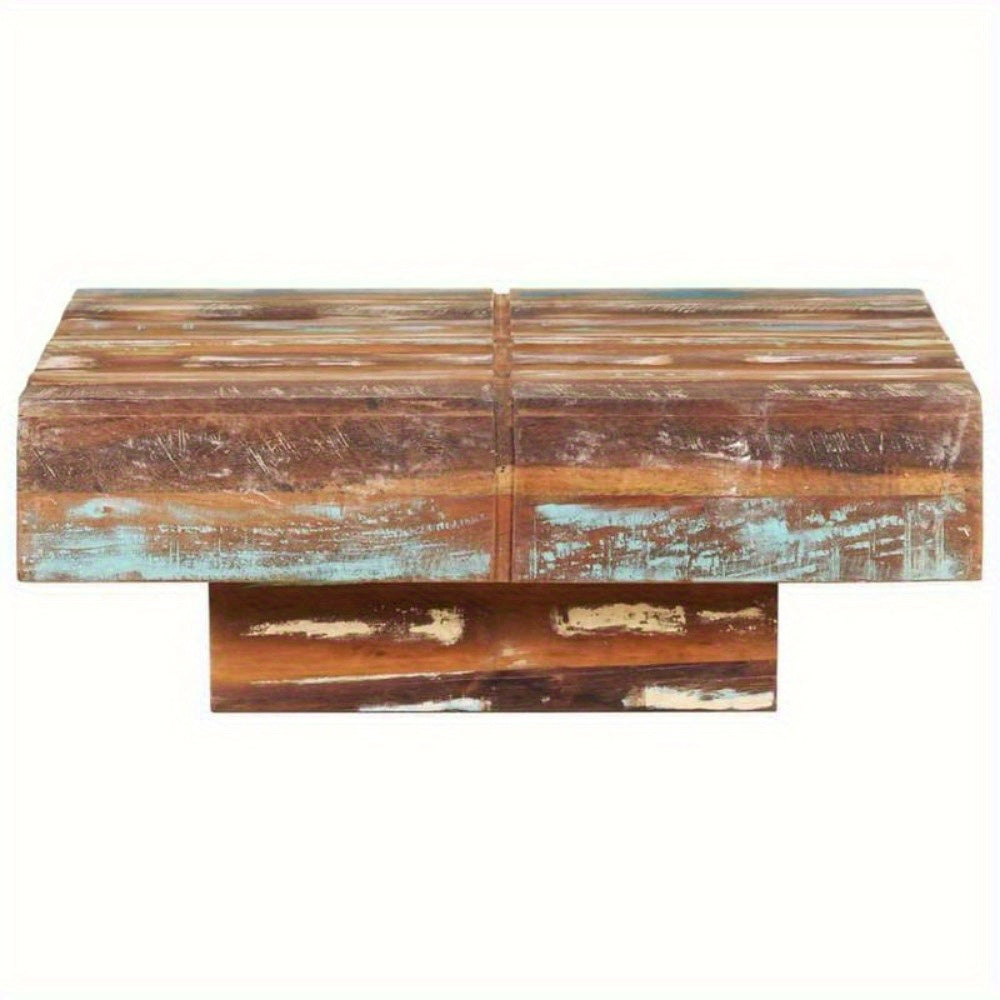 Elegant Coffee Table - 80X80X28 Cm Wood Pedestal Base(Brown)