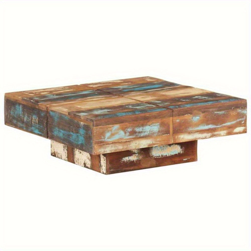 Elegant Coffee Table - 80X80X28 Cm Wood Pedestal Base(Brown)