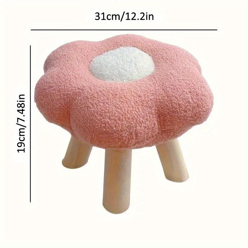 Flower-Shaped Wooden Step Stool For Home And Office