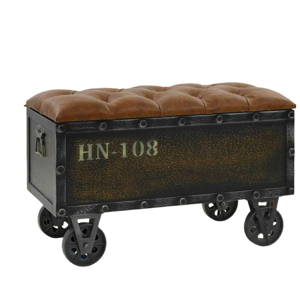 Stylish Solid Wood Storage Bench With Faux Leather Upholstery - 80.5X40Cm