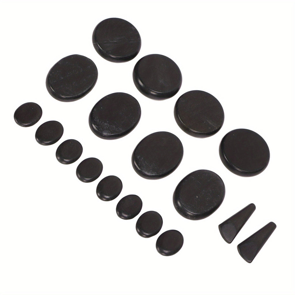 18Pcs Heated Basalt Massage Stones With Warmer Box(Black)