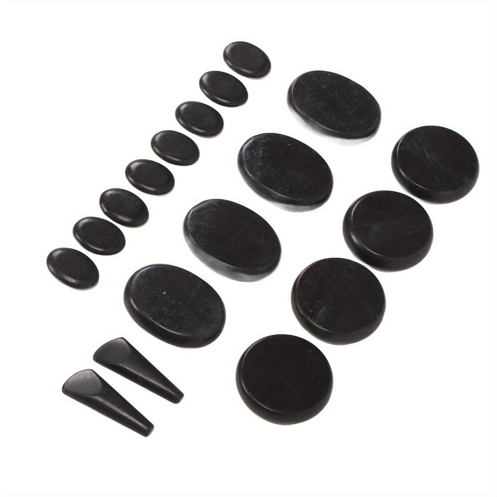 18Pcs Heated Basalt Massage Stones With Warmer Box(Black)