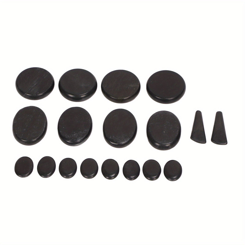 18Pcs Heated Basalt Massage Stones With Warmer Box(Black)