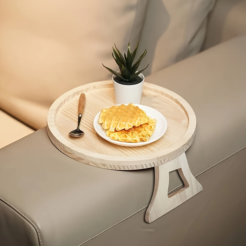 Foldable Wooden Sofa Armrest Tray Clip-On