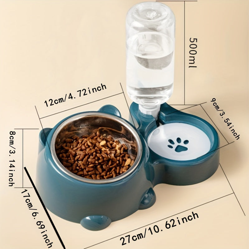 2-In-1 Pet Feeder With Automatic Water Dispenser