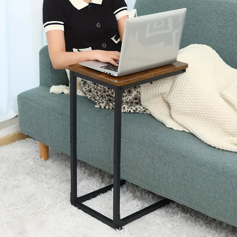 Contemporary C-Shaped Side Table in Rural Brown - Versatile and Stylish