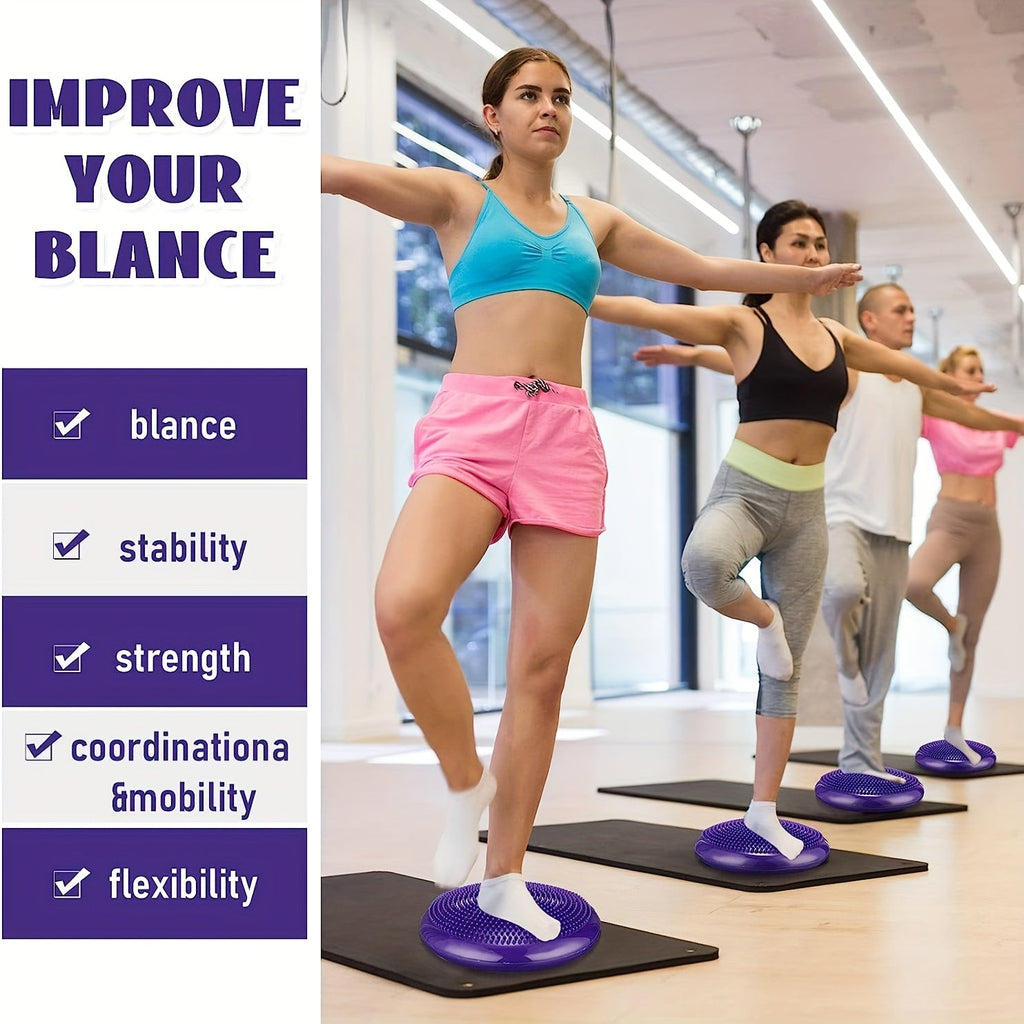 2Pcs Inflatable Balance Boards - Stability & Core Strength Trainer(Blue & Purple)