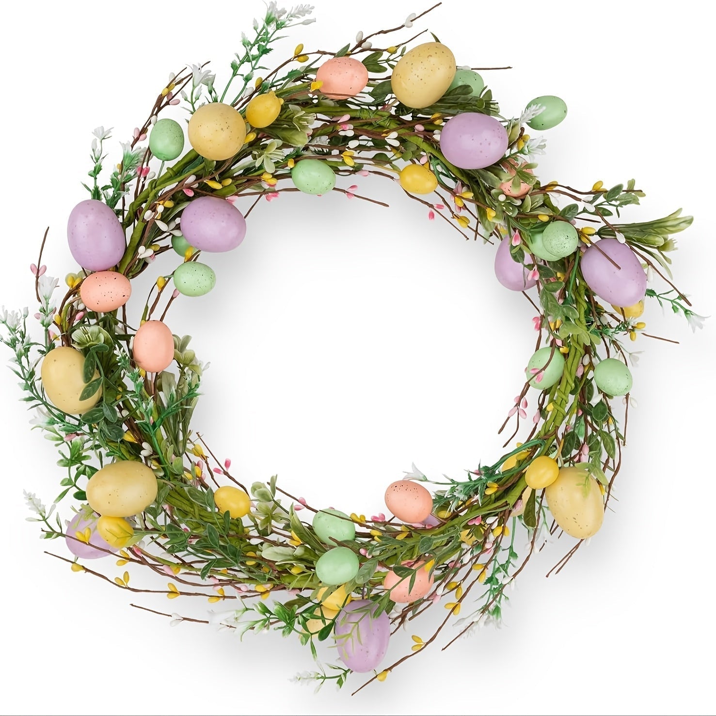 Colorful Easter Egg Vine Wreath Holiday Decoration