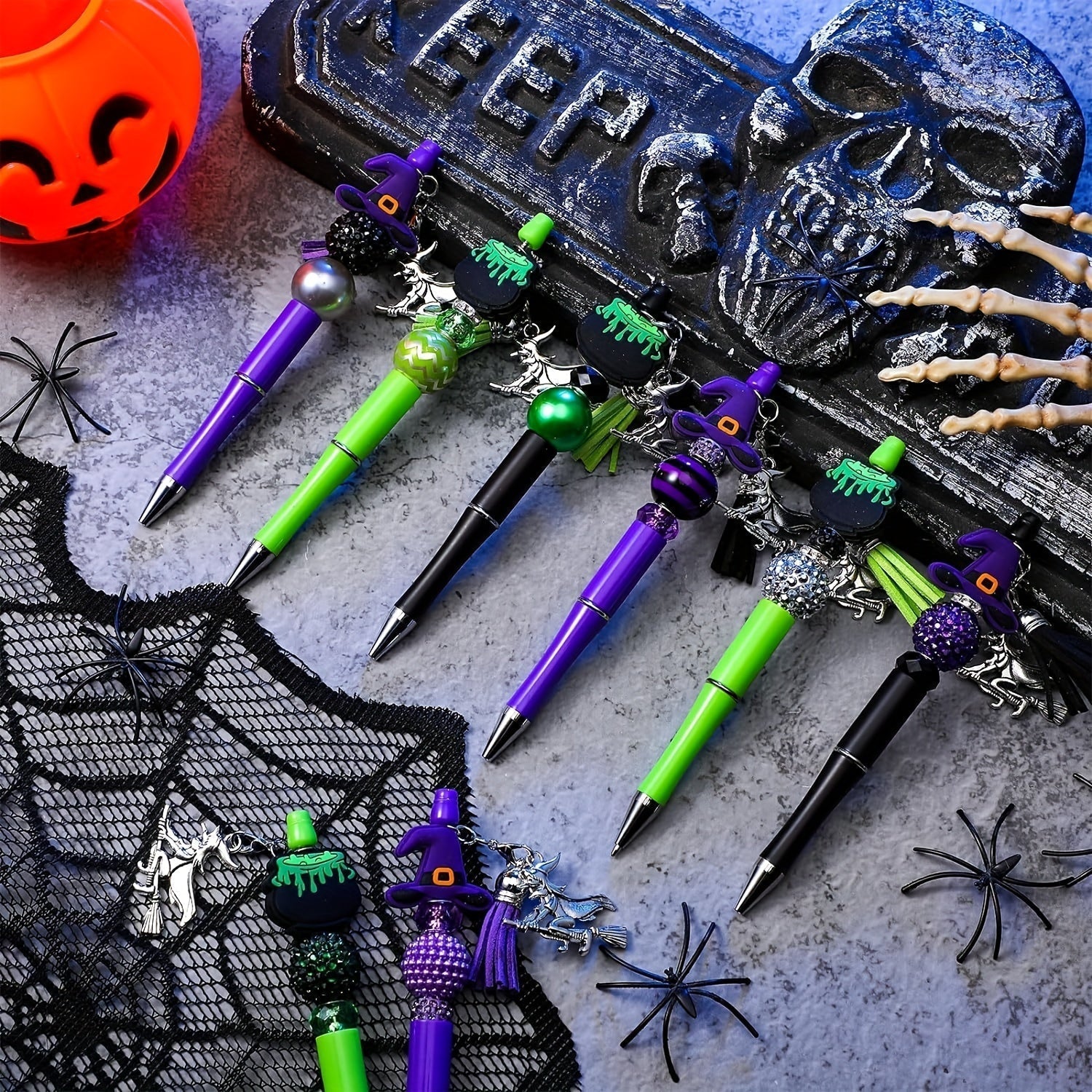 12Pcs Halloween Witch-Themed Bead Kit