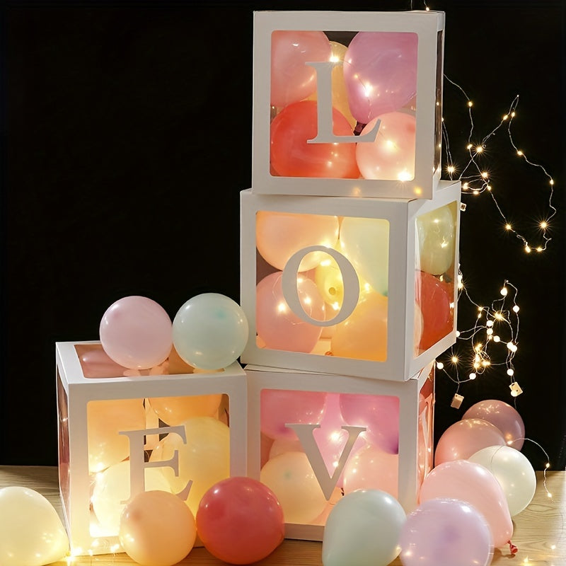 Transparent Balloon Box Set With White Love Letters