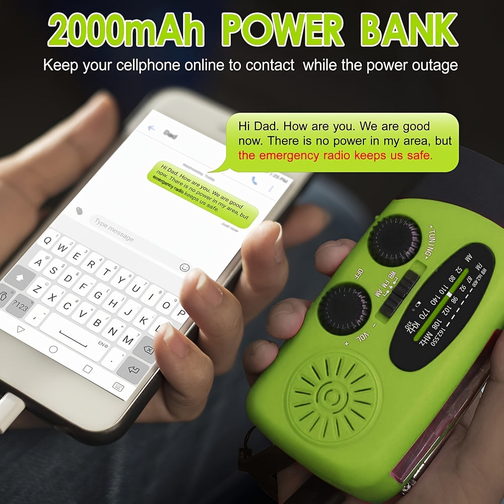 Portable Emergency Radio with Power Bank & Flashlight
