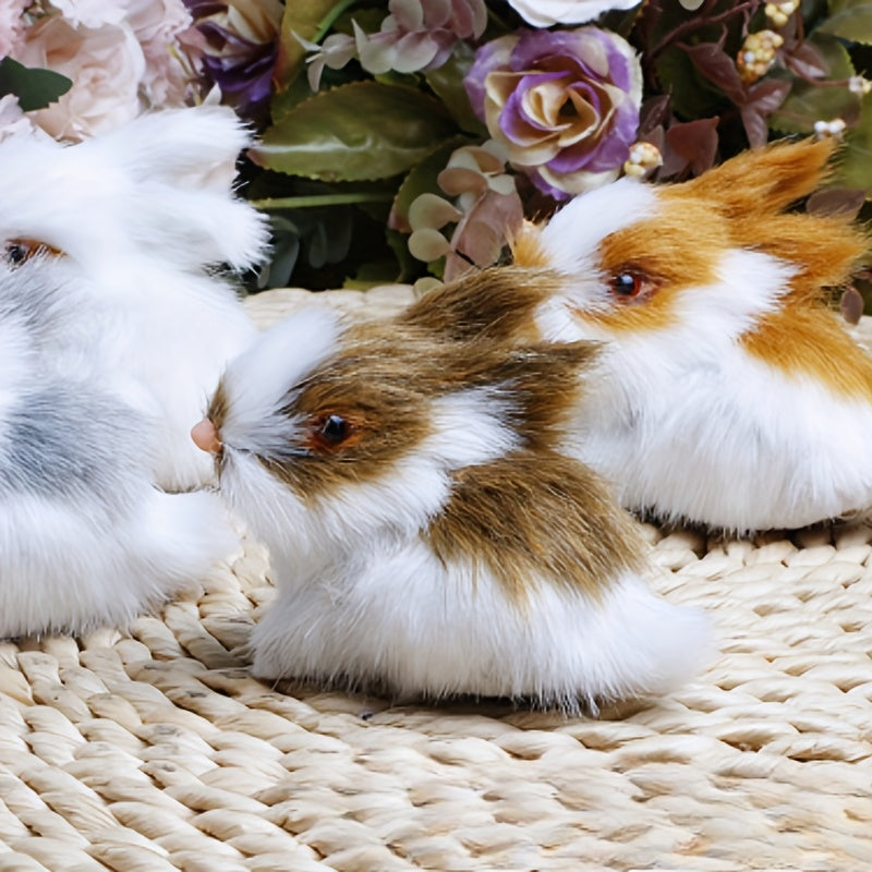 4pcs Mini Easter Simulated Rabbit Decorations Set