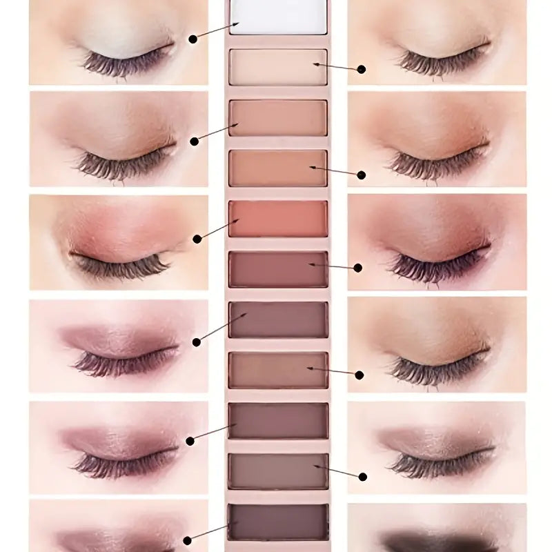 Glamour 12 Colors Nude Eyeshadow Palette, Professional, Matte and Shimmer Options