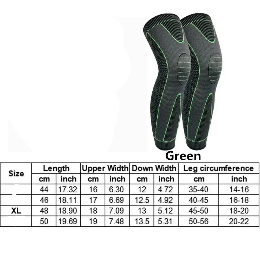 2Pcs Full Length Knee Support Compression Sleeve Xl Green