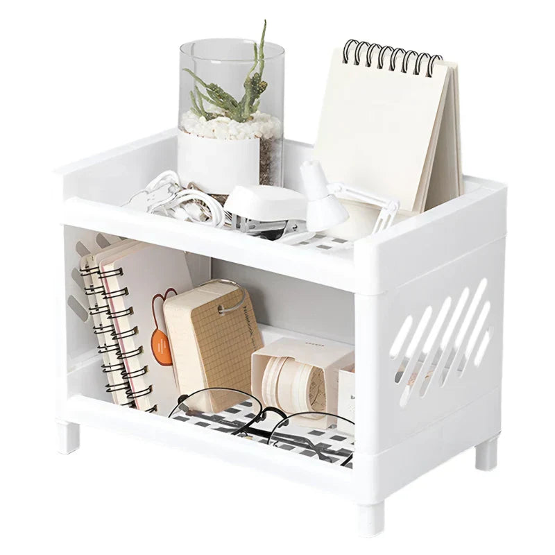 Double Layer Storage Rack For Desk Organization