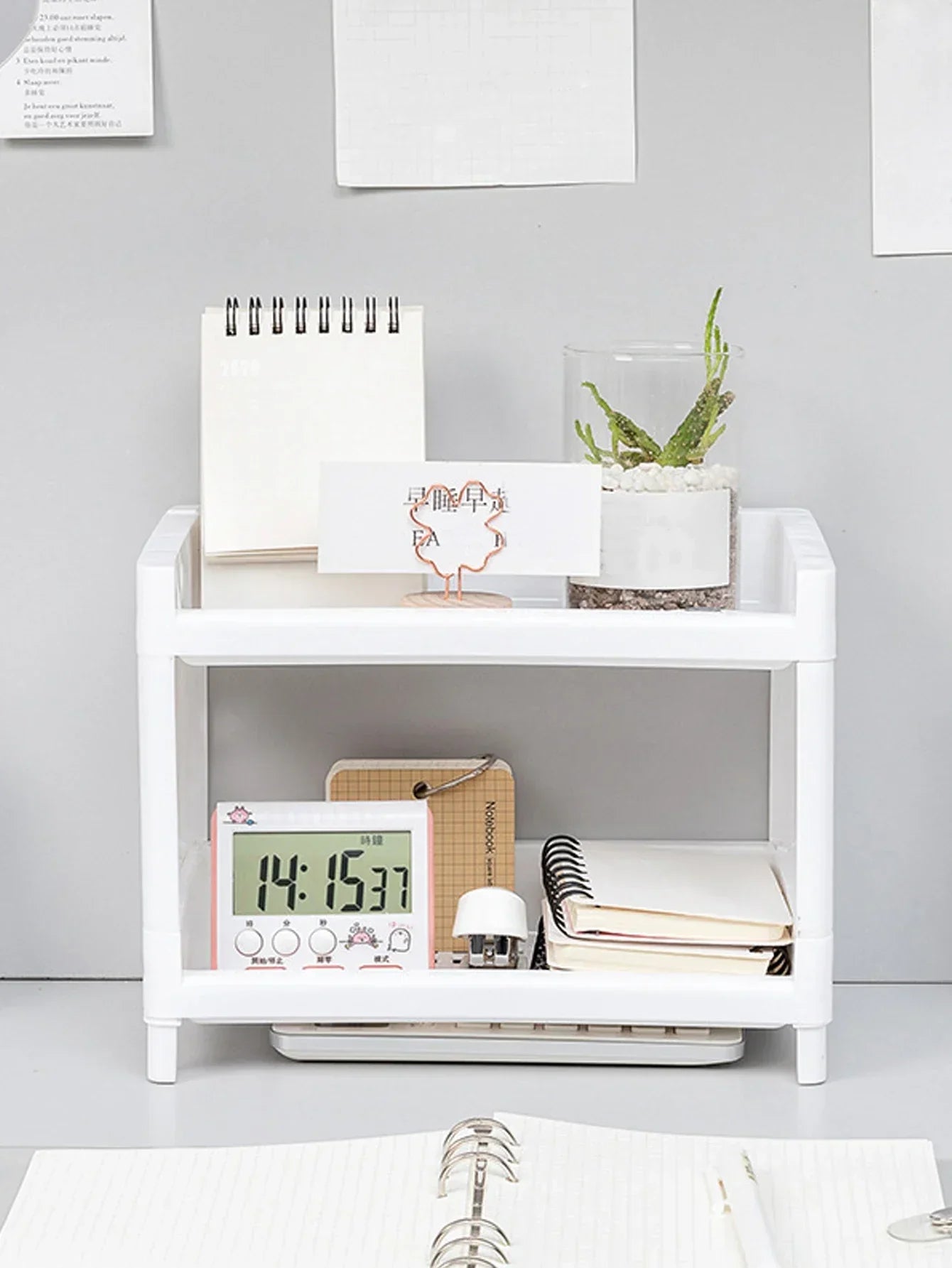 Double Layer Storage Rack For Desk Organization