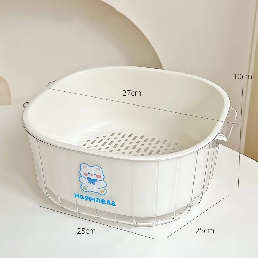 2-In-1 Double-Layer Vegetable & Fruit Washing Basket