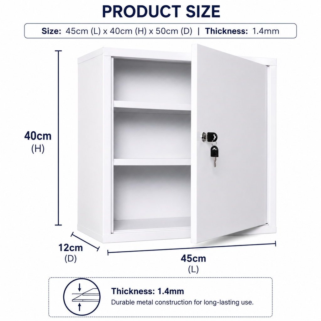 3-Tier Wall-Mounted Metal Medicine Cabinet