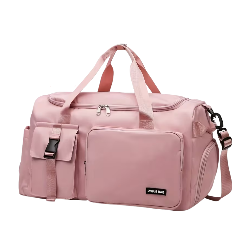 Pink Nylon Duffel Bag for Travel and Gym