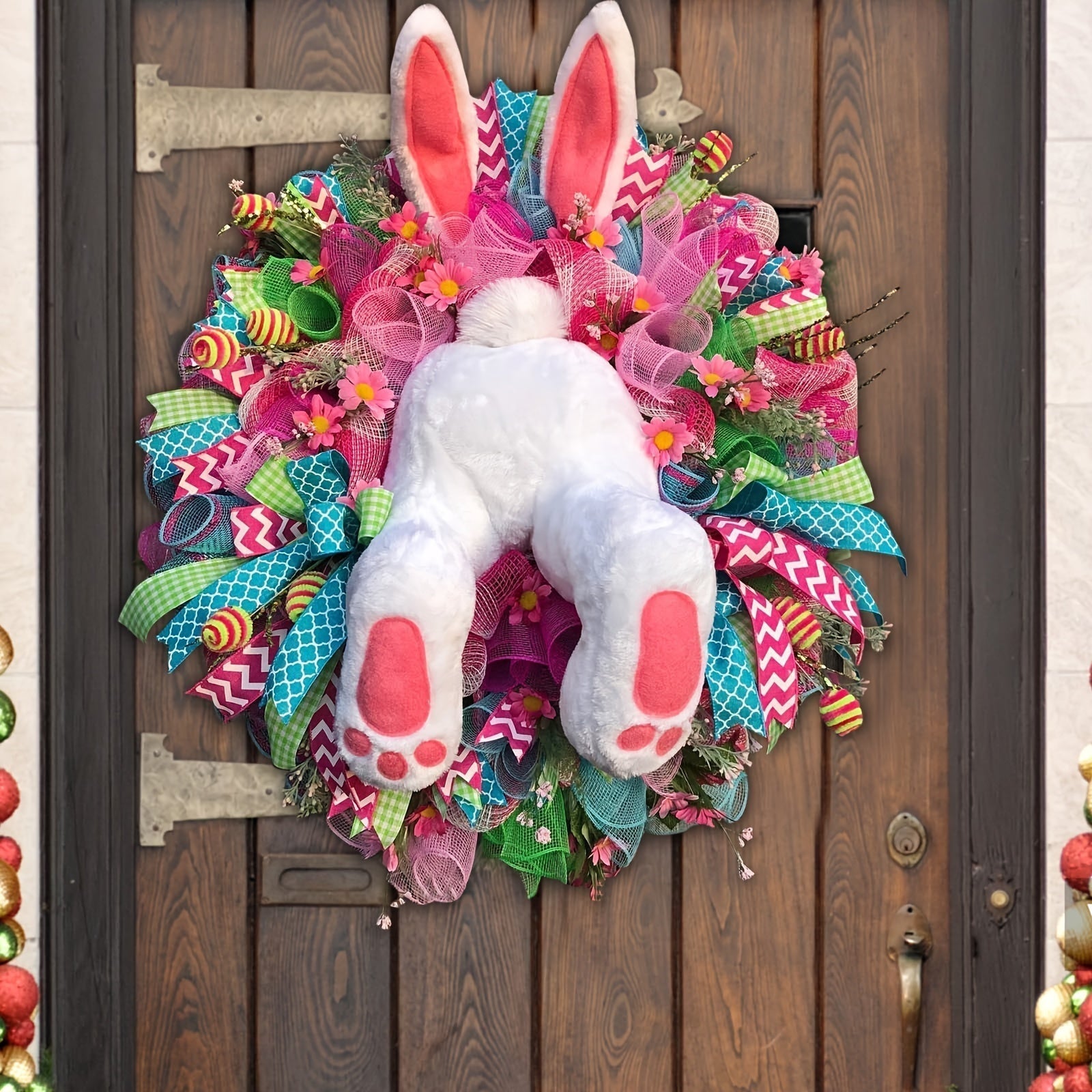 Rabbit Decoration Garland Bunny Wreath Easter Hanging Decor