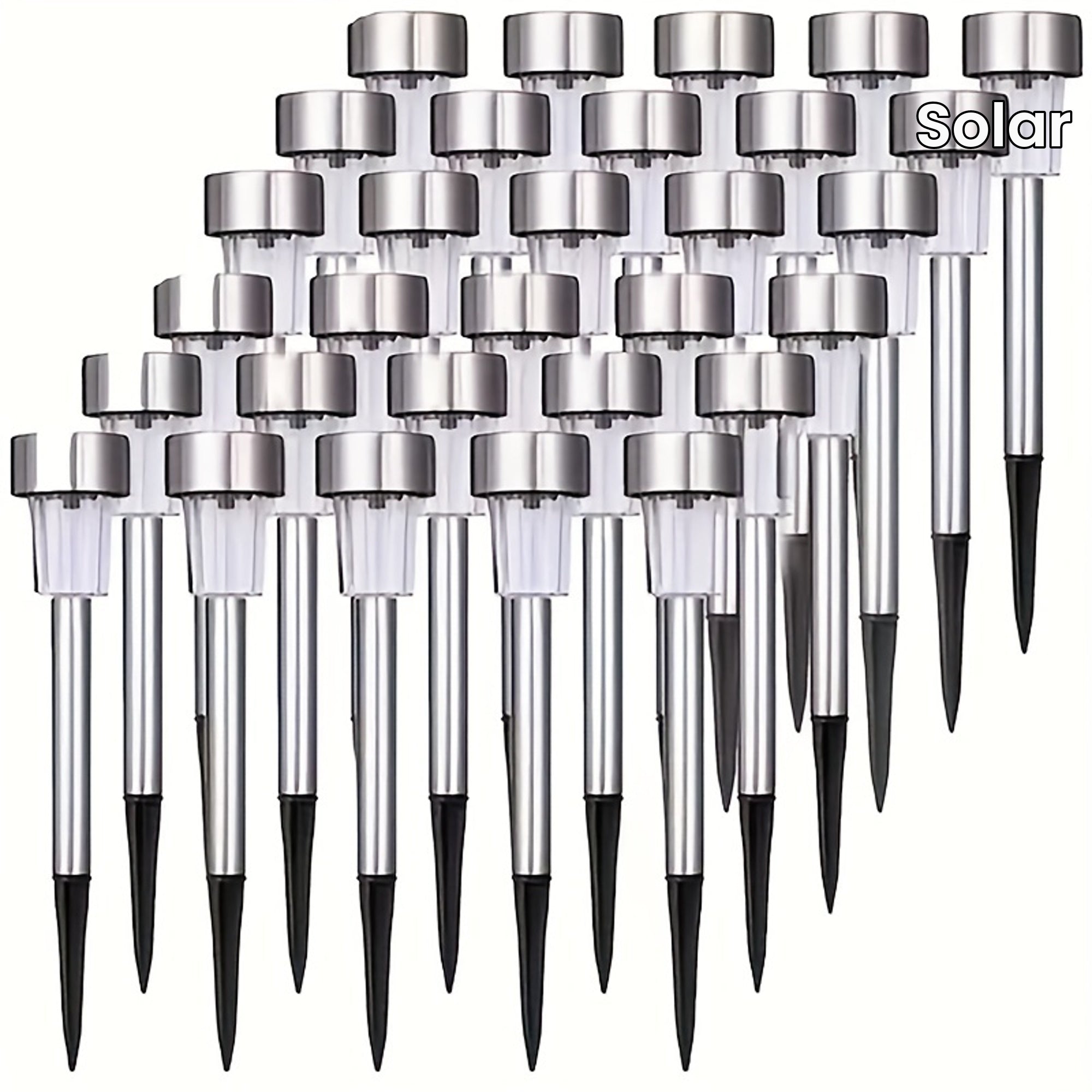Solar LED Path Lights Outdoor Stainless Steel (10-Pack)